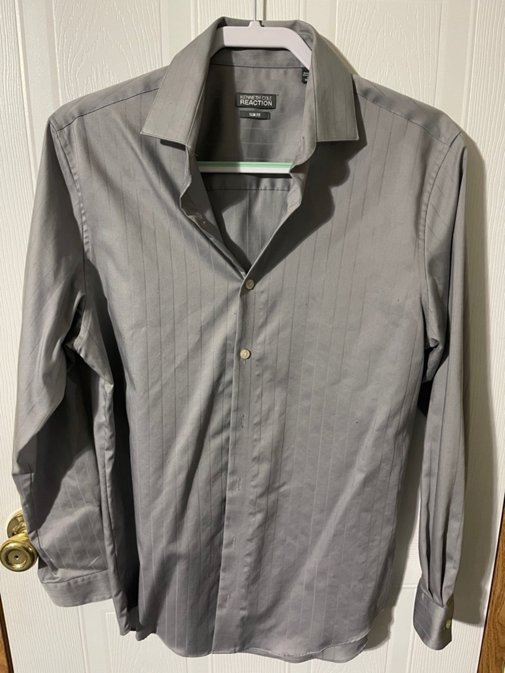 Kenneth Cole Reaction Men's Light Gray Pinstripe Dress Shirt
